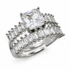 Anillo Multi Piedra 01.471.0039 Oro Laminado Blanco, Diseño de Baguette, con Zirconia Cubica Blanca, Pulido, Rodinado (Talla Unica)