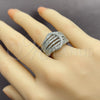 Anillo Multi Piedra 01.471.0040 Oro Laminado Blanco, con Zirconia Cubica Blanca, Pulido, Rodinado (Talla Unica)