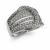 Anillo Multi Piedra 01.471.0040 Oro Laminado Blanco, con Zirconia Cubica Blanca, Pulido, Rodinado (Talla Unica)