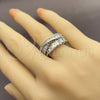 Anillo Multi Piedra 01.471.0041 Oro Laminado Blanco, con Zirconia Cubica Blanca, Pulido, Rodinado (Talla Unica)