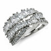 Anillo Multi Piedra 01.471.0041 Oro Laminado Blanco, con Zirconia Cubica Blanca, Pulido, Rodinado (Talla Unica)