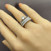 Anillo Multi Piedra 01.471.0042 Oro Laminado Blanco, Diseño de Diamante y Baguette, con Zirconia Cubica Blanca, Pulido, Rodinado (Talla Unica)
