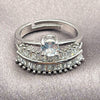 Anillo Multi Piedra 01.471.0042 Oro Laminado Blanco, Diseño de Diamante y Baguette, con Zirconia Cubica Blanca, Pulido, Rodinado (Talla Unica)