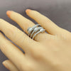 Anillo Multi Piedra 01.471.0043 Oro Laminado Blanco, Diseño de Baguette, con Micro Pave Blanca y Zirconia Cubica Blanca, Pulido, Rodinado (Talla Unica)