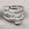 Anillo Multi Piedra 01.471.0043 Oro Laminado Blanco, Diseño de Baguette, con Micro Pave Blanca y Zirconia Cubica Blanca, Pulido, Rodinado (Talla Unica)
