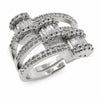Anillo Multi Piedra 01.471.0043 Oro Laminado Blanco, Diseño de Baguette, con Micro Pave Blanca y Zirconia Cubica Blanca, Pulido, Rodinado (Talla Unica)