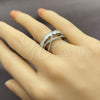 Anillo Multi Piedra 01.471.0044 Oro Laminado Blanco, Diseño de Baguette, con Zirconia Cubica Blanca, Pulido, Rodinado (Talla Unica)