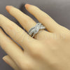 Anillo Multi Piedra 01.471.0045 Oro Laminado Blanco, Diseño de Baguette, con Zirconia Cubica Blanca, Pulido, Rodinado (Talla Unica)