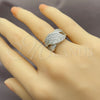 Anillo Multi Piedra 01.471.0046 Oro Laminado Blanco, Diseño de Oja y Baguette, con Zirconia Cubica Blanca, Pulido, Rodinado (Talla Unica)