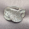 Anillo Multi Piedra 01.471.0046 Oro Laminado Blanco, Diseño de Oja y Baguette, con Zirconia Cubica Blanca, Pulido, Rodinado (Talla Unica)