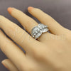 Anillo Multi Piedra 01.471.0047 Oro Laminado Blanco, Diseño de Oja y Baguette, con Zirconia Cubica Blanca, Pulido, Rodinado (Talla Unica)