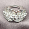 Anillo Multi Piedra 01.471.0047 Oro Laminado Blanco, Diseño de Oja y Baguette, con Zirconia Cubica Blanca, Pulido, Rodinado (Talla Unica)