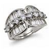 Anillo Multi Piedra 01.471.0047 Oro Laminado Blanco, Diseño de Oja y Baguette, con Zirconia Cubica Blanca, Pulido, Rodinado (Talla Unica)