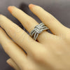 Anillo Multi Piedra 01.471.0048 Oro Laminado Blanco, Diseño de Arco, con Zirconia Cubica Blanca, Pulido, Rodinado (Talla Unica)