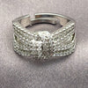 Anillo Multi Piedra 01.471.0048 Oro Laminado Blanco, Diseño de Arco, con Zirconia Cubica Blanca, Pulido, Rodinado (Talla Unica)