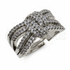 Anillo Multi Piedra 01.471.0048 Oro Laminado Blanco, Diseño de Arco, con Zirconia Cubica Blanca, Pulido, Rodinado (Talla Unica)