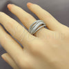 Anillo Multi Piedra 01.471.0049 Oro Laminado Blanco, Diseño de Baguette, con Zirconia Cubica Blanca, Pulido, Rodinado (Talla Unica)