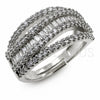 Anillo Multi Piedra 01.471.0049 Oro Laminado Blanco, Diseño de Baguette, con Zirconia Cubica Blanca, Pulido, Rodinado (Talla Unica)