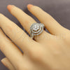 Anillo Multi Piedra 01.471.0050 Oro Laminado Blanco, Diseño de Baguette y Cluster, con Zirconia Cubica Blanca, Pulido, Rodinado (Talla Unica)