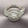 Anillo Multi Piedra 01.471.0050 Oro Laminado Blanco, Diseño de Baguette y Cluster, con Zirconia Cubica Blanca, Pulido, Rodinado (Talla Unica)