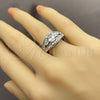 Anillo Multi Piedra 01.471.0051 Oro Laminado Blanco, Diseño de Baguette y Cluster, con Zirconia Cubica Blanca, Pulido, Rodinado (Talla Unica)