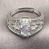 Anillo Multi Piedra 01.471.0051 Oro Laminado Blanco, Diseño de Baguette y Cluster, con Zirconia Cubica Blanca, Pulido, Rodinado (Talla Unica)