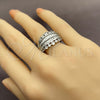 Anillo Multi Piedra 01.471.0052 Oro Laminado Blanco, Diseño de Baguette, con Zirconia Cubica Blanca, Pulido, Rodinado (Talla Unica)