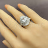 Anillo Multi Piedra 01.471.0053 Oro Laminado Blanco, Diseño de Baguette y Cluster, con Zirconia Cubica Blanca, Pulido, Rodinado (Talla Unica)