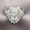 Anillo Multi Piedra 01.471.0053 Oro Laminado Blanco, Diseño de Baguette y Cluster, con Zirconia Cubica Blanca, Pulido, Rodinado (Talla Unica)