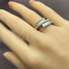 Anillo Multi Piedra 01.471.0054 Oro Laminado Blanco, Diseño de Baguette, con Zirconia Cubica Blanca, Pulido, Rodinado (Talla Unica)