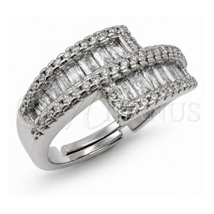 Anillo Multi Piedra 01.471.0054 Oro Laminado Blanco, Diseño de Baguette, con Zirconia Cubica Blanca, Pulido, Rodinado (Talla Unica)