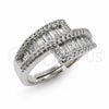 Anillo Multi Piedra 01.471.0054 Oro Laminado Blanco, Diseño de Baguette, con Zirconia Cubica Blanca, Pulido, Rodinado (Talla Unica)