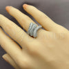 Anillo Multi Piedra 01.471.0055 Oro Laminado Blanco, con Zirconia Cubica Blanca, Pulido, Rodinado (Talla Unica)