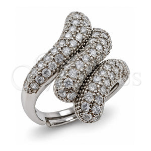 Anillo Multi Piedra 01.471.0055 Oro Laminado Blanco, con Zirconia Cubica Blanca, Pulido, Rodinado (Talla Unica)