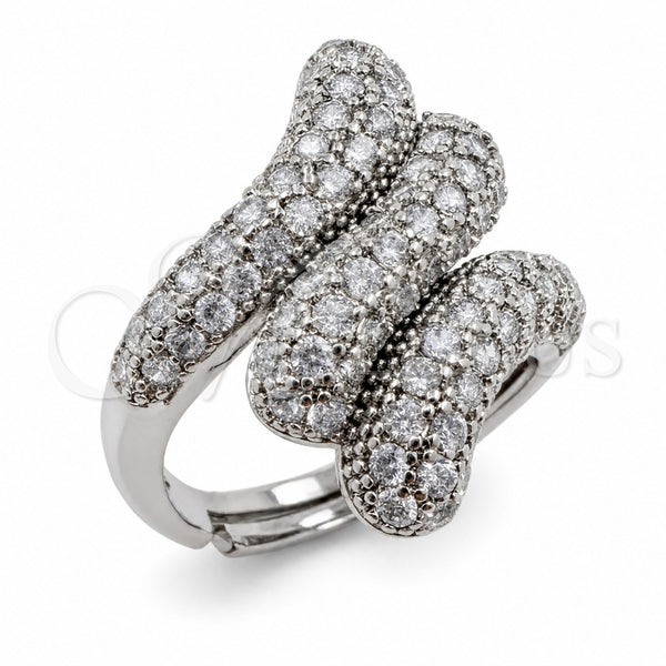 Anillo Multi Piedra 01.471.0055 Oro Laminado Blanco, con Zirconia Cubica Blanca, Pulido, Rodinado (Talla Unica)