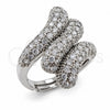 Anillo Multi Piedra 01.471.0055 Oro Laminado Blanco, con Zirconia Cubica Blanca, Pulido, Rodinado (Talla Unica)