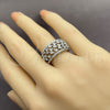 Anillo Multi Piedra 01.471.0056 Oro Laminado Blanco, Diseño de Baguette, con Zirconia Cubica Blanca, Pulido, Rodinado (Talla Unica)