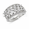 Anillo Multi Piedra 01.471.0056 Oro Laminado Blanco, Diseño de Baguette, con Zirconia Cubica Blanca, Pulido, Rodinado (Talla Unica)