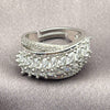 Anillo Multi Piedra 01.471.0057 Oro Laminado Blanco, Diseño de Oja y Flecha, con Zirconia Cubica Blanca, Pulido, Rodinado (Talla Unica)