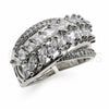 Anillo Multi Piedra 01.471.0057 Oro Laminado Blanco, Diseño de Oja y Flecha, con Zirconia Cubica Blanca, Pulido, Rodinado (Talla Unica)