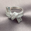 Anillo Multi Piedra 01.471.0058 Oro Laminado Blanco, Diseño de Arco y Nudo, con Zirconia Cubica Blanca, Pulido, Rodinado (Talla Unica)