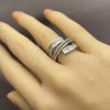 Anillo Multi Piedra 01.471.0059 Oro Laminado Blanco, Diseño de Baguette, con Zirconia Cubica Blanca, Pulido, Rodinado (Talla Unica)