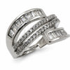 Anillo Multi Piedra 01.471.0059 Oro Laminado Blanco, Diseño de Baguette, con Zirconia Cubica Blanca, Pulido, Rodinado (Talla Unica)