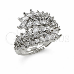 Anillo Multi Piedra 01.471.0060 Oro Laminado Blanco, Diseño de Ãrbol y Oja, Pulido, Rodinado (Talla Unica)