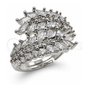 Anillo Multi Piedra 01.471.0060 Oro Laminado Blanco, Diseño de Ãrbol y Oja, Pulido, Rodinado (Talla Unica)