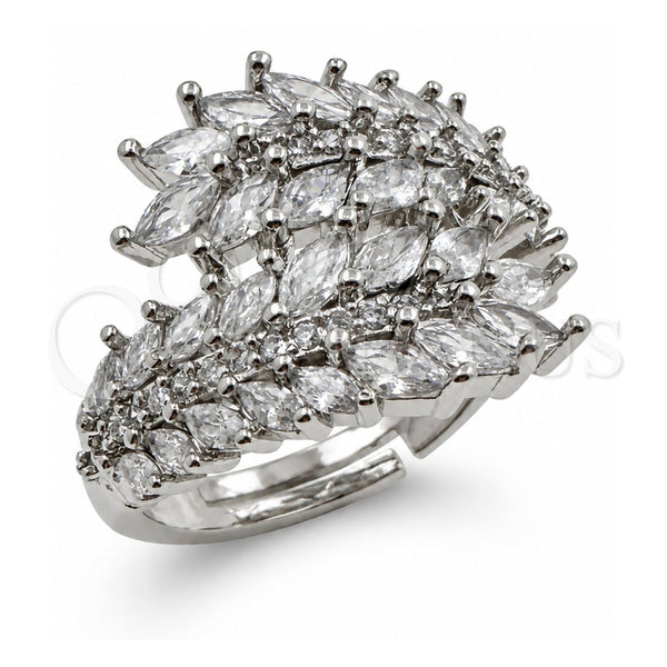 Anillo Multi Piedra 01.471.0060 Oro Laminado Blanco, Diseño de Ãrbol y Oja, Pulido, Rodinado (Talla Unica)