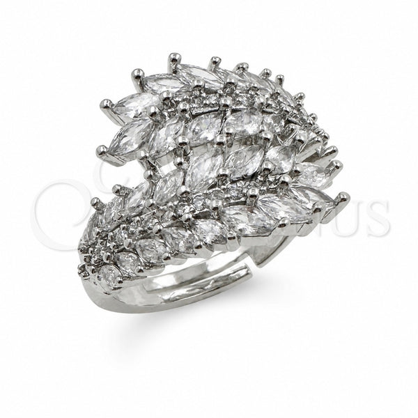 Anillo Multi Piedra 01.471.0060 Oro Laminado Blanco, Diseño de Ãrbol y Oja, Pulido, Rodinado (Talla Unica)