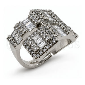 Anillo Multi Piedra 01.471.0061 Oro Laminado Blanco, Diseño de Baguette y Hebilla del Cinturón, Pulido, Rodinado (Talla Unica)