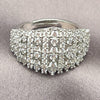 Anillo Multi Piedra 01.471.0062 Oro Laminado Blanco, con Zirconia Cubica Blanca, Pulido, Rodinado (Talla Unica)