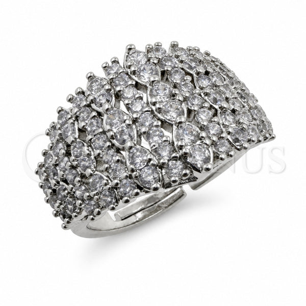 Anillo Multi Piedra 01.471.0062 Oro Laminado Blanco, con Zirconia Cubica Blanca, Pulido, Rodinado (Talla Unica)